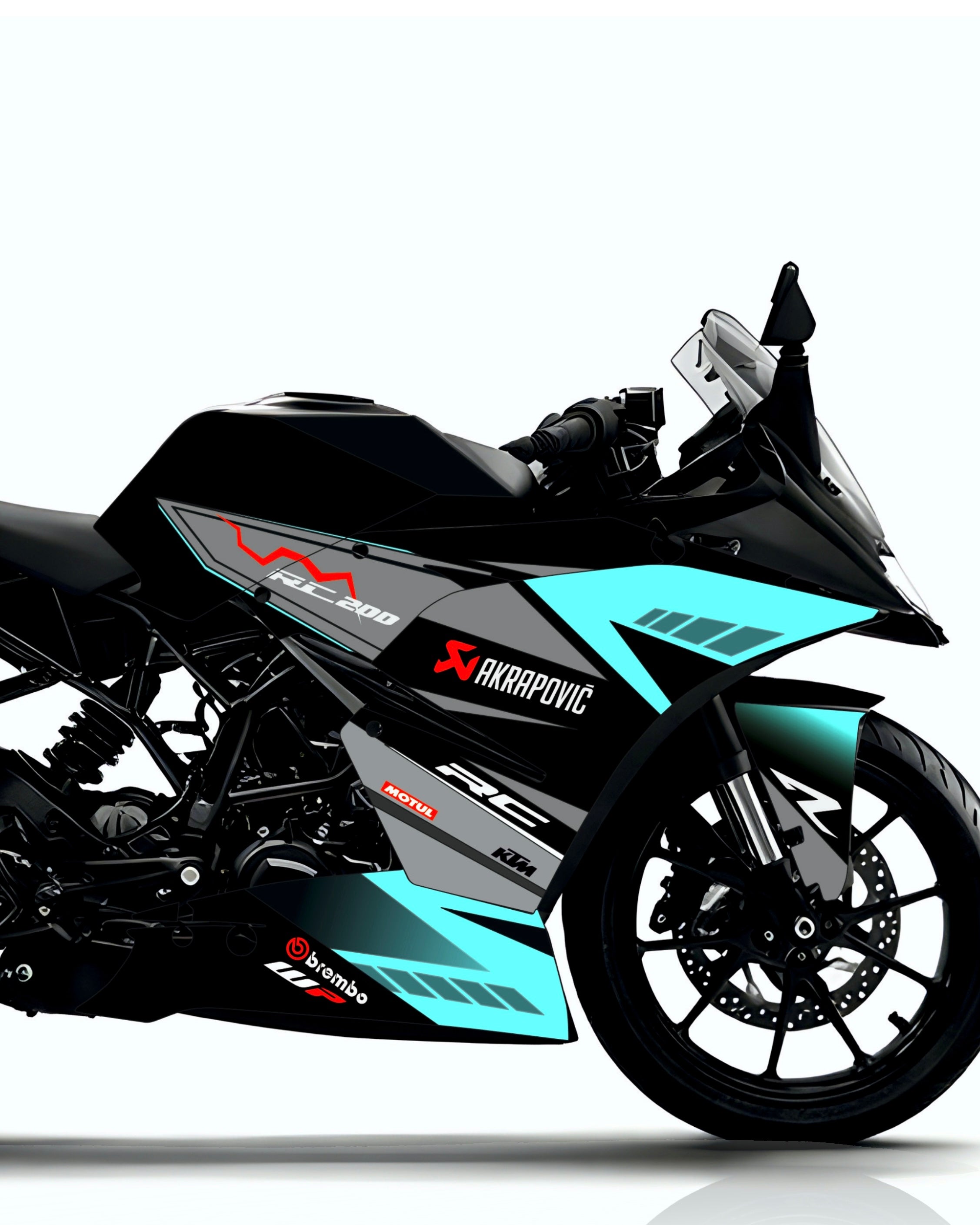 KTM RC 125-200-390 Cyan Graphics Wrap Kit