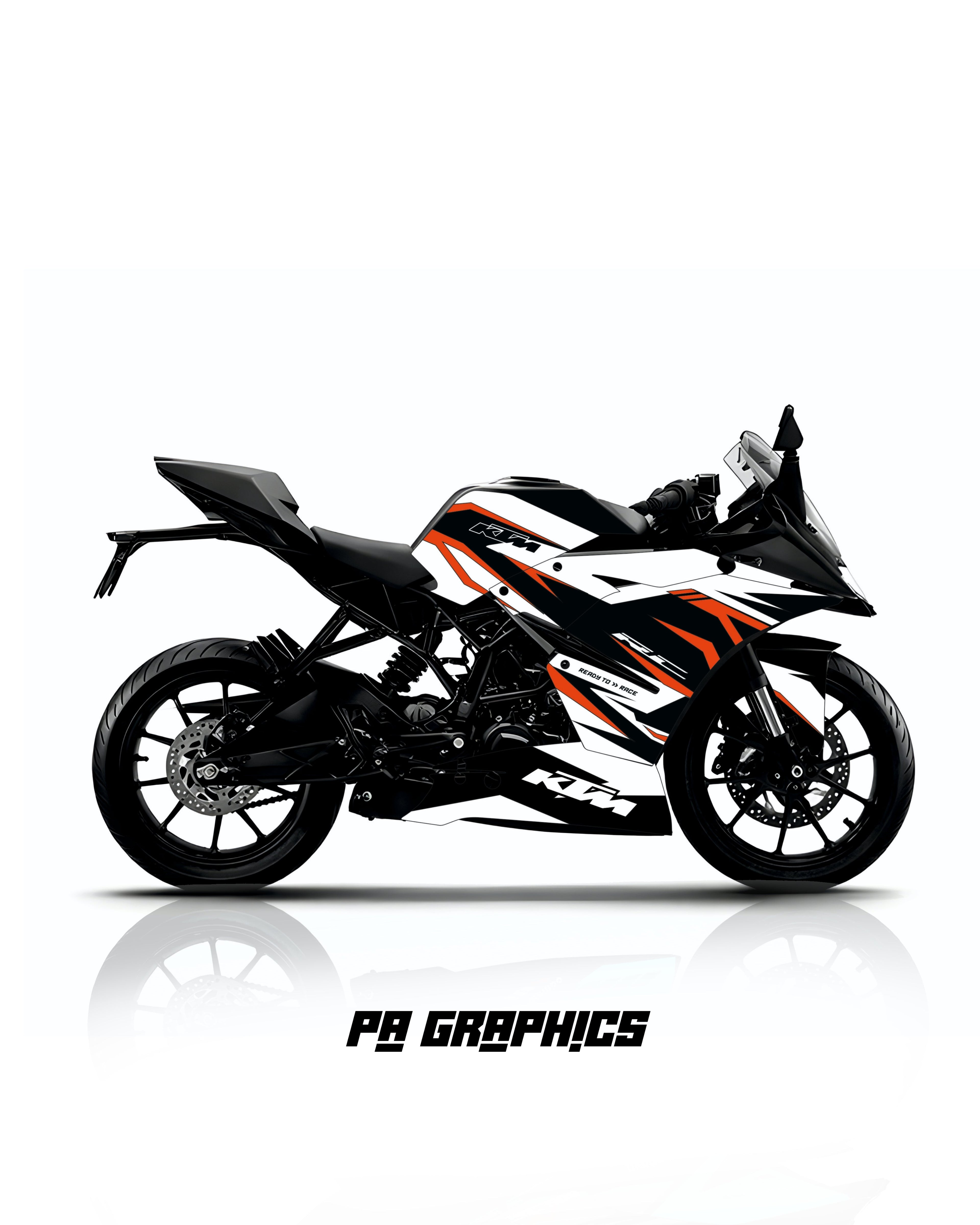 KTM RC 125-200-390 Racing Edge Wrap Kit – Black, White & Orange Wrap Kit