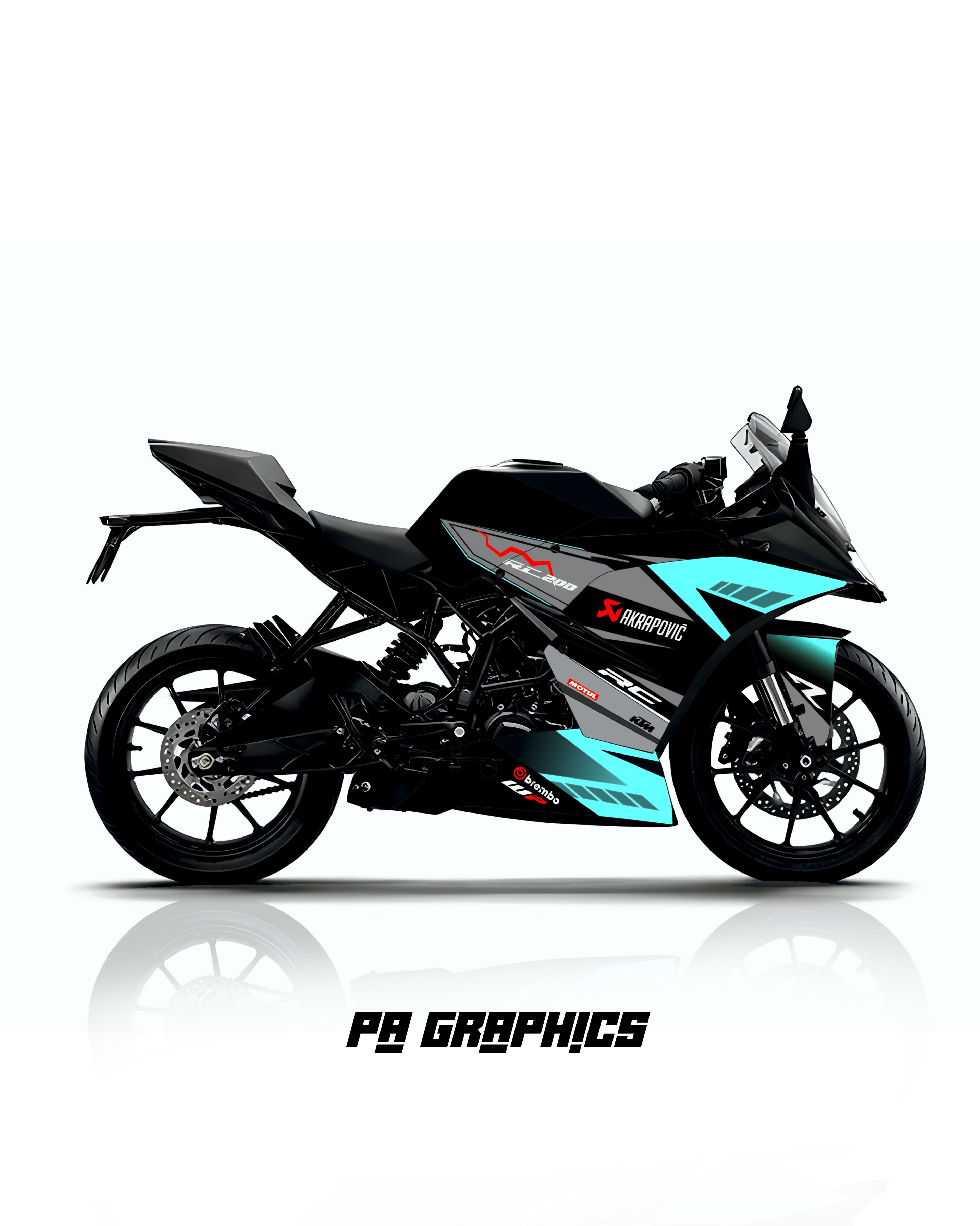 KTM RC 125-200-390 Cyan Graphics Wrap Kit